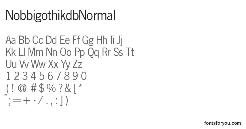 Czcionka NobbigothikdbNormal – alfabet, cyfry, specjalne znaki