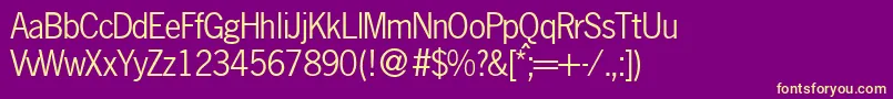 Fonte NobbigothikdbNormal – fontes amarelas em um fundo roxo