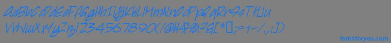 IrezumiItalic-Schriftart – Blaue Schriften auf grauem Hintergrund