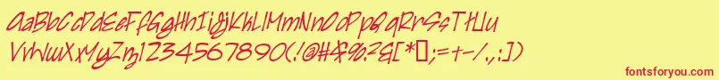IrezumiItalic-Schriftart – Rote Schriften auf gelbem Hintergrund