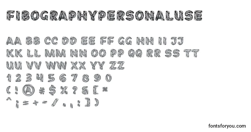 A fonte FibographyPersonaluse – alfabeto, números, caracteres especiais