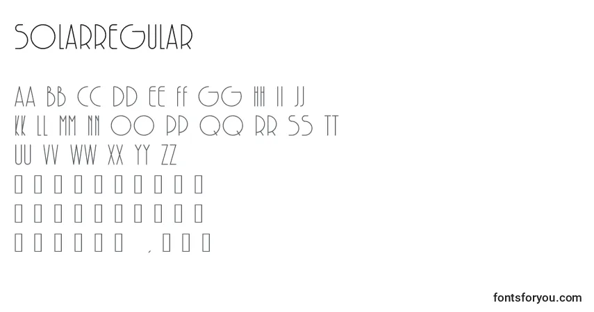 Schriftart SolarRegular (47460) – Alphabet, Zahlen, spezielle Symbole