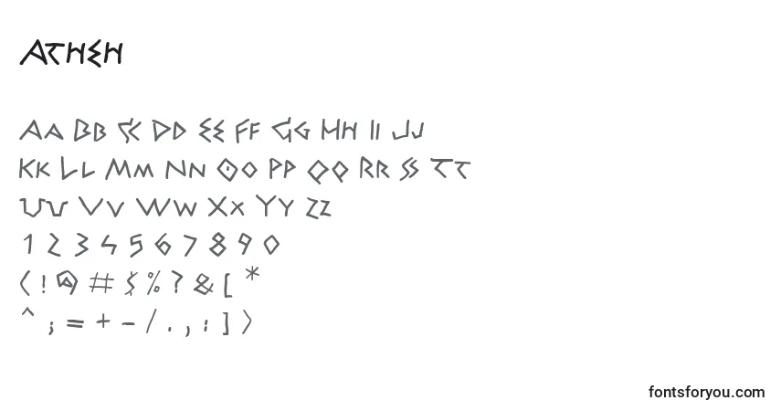 Schriftart Atheh – Alphabet, Zahlen, spezielle Symbole