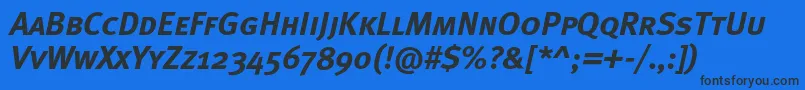 MetaboldcapscItalic Font – Black Fonts on Blue Background
