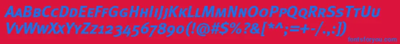 MetaboldcapscItalic Font – Blue Fonts on Red Background