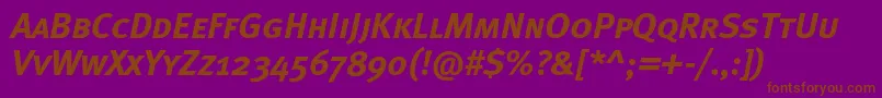 フォントMetaboldcapscItalic – 紫色の背景に茶色のフォント