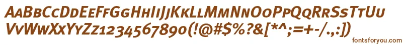 MetaboldcapscItalic-fontti – ruskeat fontit valkoisella taustalla