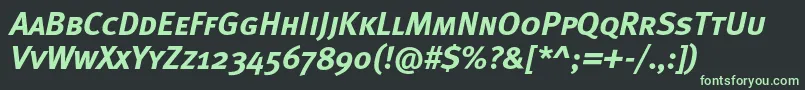 フォントMetaboldcapscItalic – 黒い背景に緑の文字