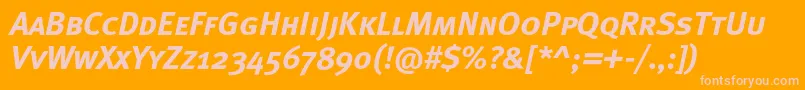 MetaboldcapscItalic-fontti – vaaleanpunaiset fontit oranssilla taustalla