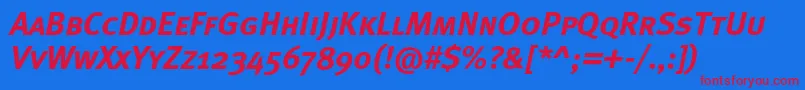 MetaboldcapscItalic Font – Red Fonts on Blue Background