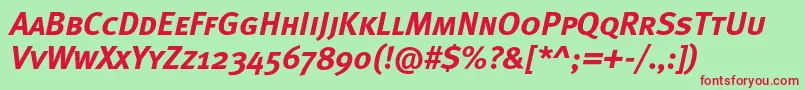 MetaboldcapscItalic Font – Red Fonts on Green Background