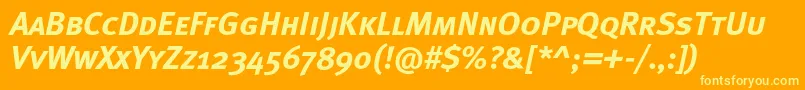 MetaboldcapscItalic Font – Yellow Fonts on Orange Background