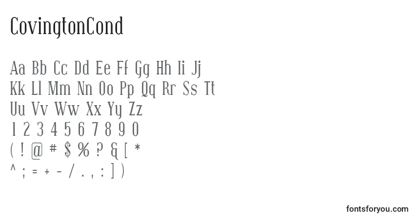 Fuente CovingtonCond - alfabeto, números, caracteres especiales