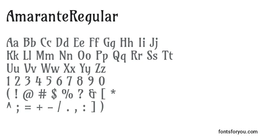 AmaranteRegularフォント–アルファベット、数字、特殊文字