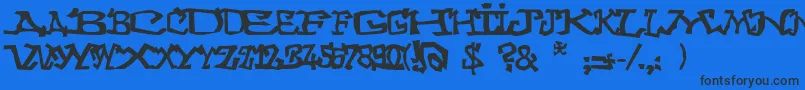 Graffitithree-Schriftart – Schwarze Schriften auf blauem Hintergrund