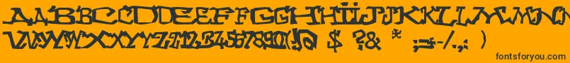 Graffitithree-Schriftart – Schwarze Schriften auf orangefarbenem Hintergrund