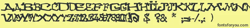 Graffitithree Font – Black Fonts on Yellow Background