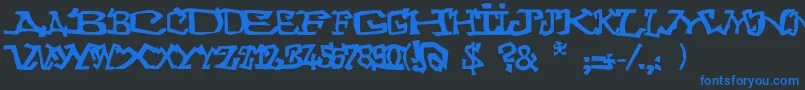 Graffitithree-Schriftart – Blaue Schriften auf schwarzem Hintergrund