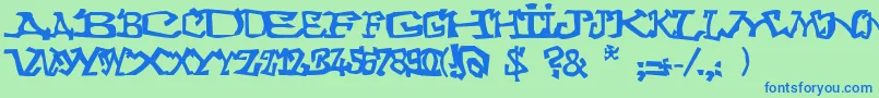 Graffitithree Font – Blue Fonts on Green Background