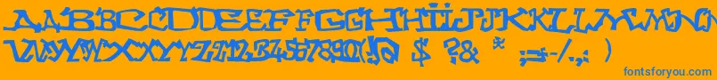 Graffitithree Font – Blue Fonts on Orange Background