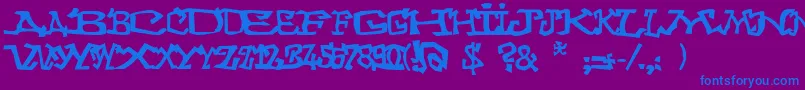 Graffitithree-Schriftart – Blaue Schriften auf violettem Hintergrund