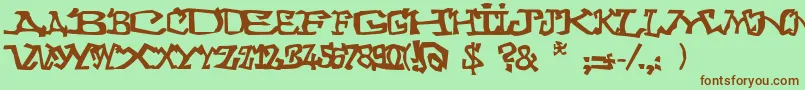 Graffitithree Font – Brown Fonts on Green Background