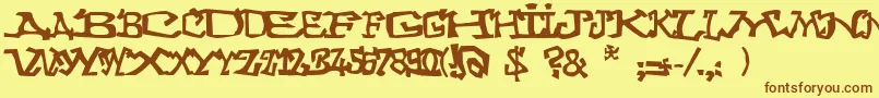 Graffitithree Font – Brown Fonts on Yellow Background