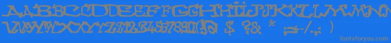 Graffitithree-Schriftart – Graue Schriften auf blauem Hintergrund