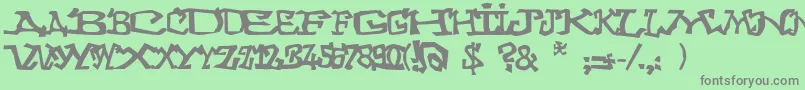 Graffitithree-Schriftart – Graue Schriften auf grünem Hintergrund