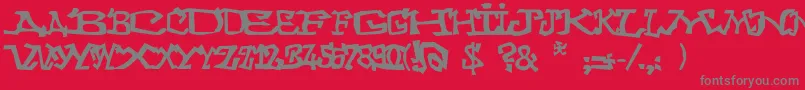 Graffitithree-Schriftart – Graue Schriften auf rotem Hintergrund