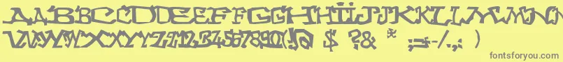 Graffitithree Font – Gray Fonts on Yellow Background