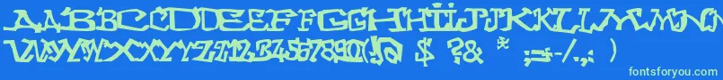 Graffitithree Font – Green Fonts on Blue Background