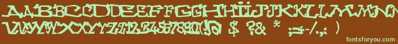 Graffitithree Font – Green Fonts on Brown Background