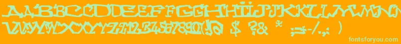 Graffitithree Font – Green Fonts on Orange Background