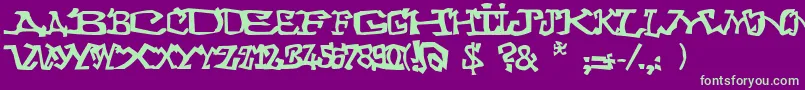 Graffitithree-Schriftart – Grüne Schriften auf violettem Hintergrund
