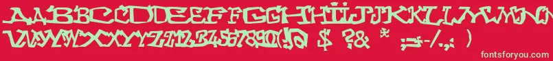 Graffitithree-Schriftart – Grüne Schriften auf rotem Hintergrund