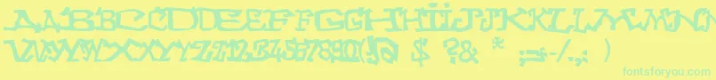 Graffitithree Font – Green Fonts on Yellow Background