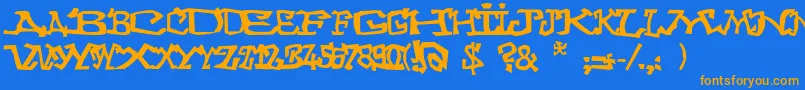 Graffitithree Font – Orange Fonts on Blue Background