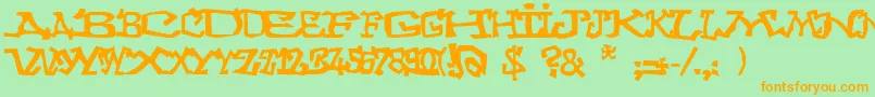 Graffitithree Font – Orange Fonts on Green Background