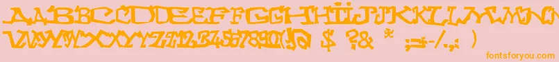 Graffitithree-Schriftart – Orangefarbene Schriften auf rosa Hintergrund