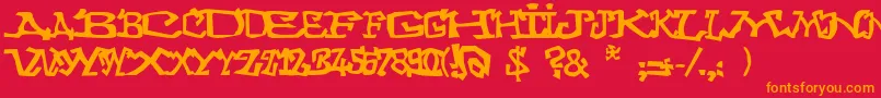 Graffitithree Font – Orange Fonts on Red Background