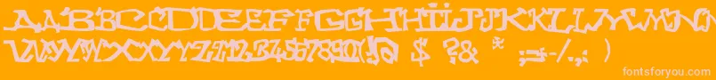 Graffitithree-Schriftart – Rosa Schriften auf orangefarbenem Hintergrund