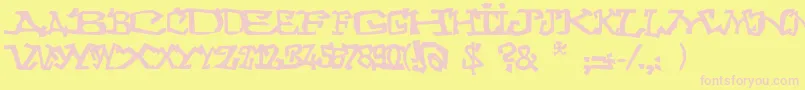 Graffitithree Font – Pink Fonts on Yellow Background