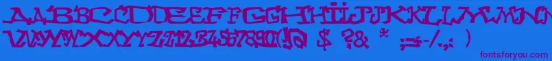 Graffitithree-Schriftart – Violette Schriften auf blauem Hintergrund