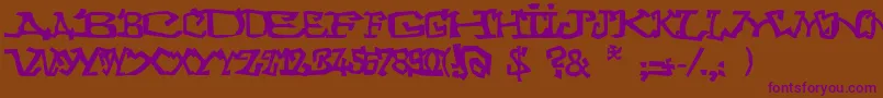 Graffitithree-Schriftart – Violette Schriften auf braunem Hintergrund