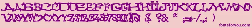Graffitithree-Schriftart – Violette Schriften auf rosa Hintergrund