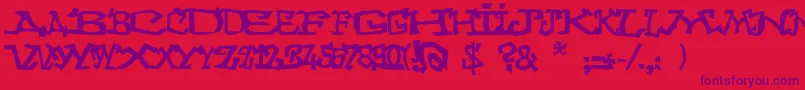 Graffitithree-Schriftart – Violette Schriften auf rotem Hintergrund