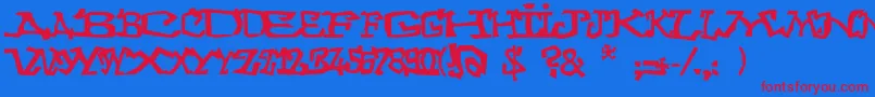 Graffitithree-Schriftart – Rote Schriften auf blauem Hintergrund