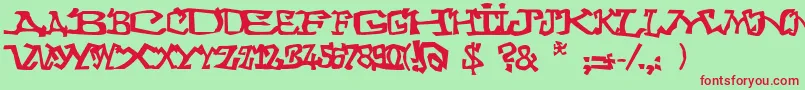 Graffitithree-Schriftart – Rote Schriften auf grünem Hintergrund