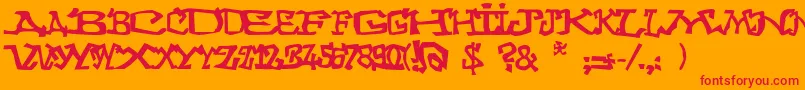 Graffitithree Font – Red Fonts on Orange Background